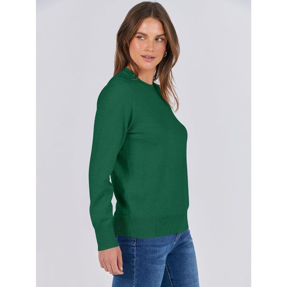 Women's Forest Green Trendy Outfits Sweaters Top Long Sleeve Crewneck Pullover - Picture 5 of 6
